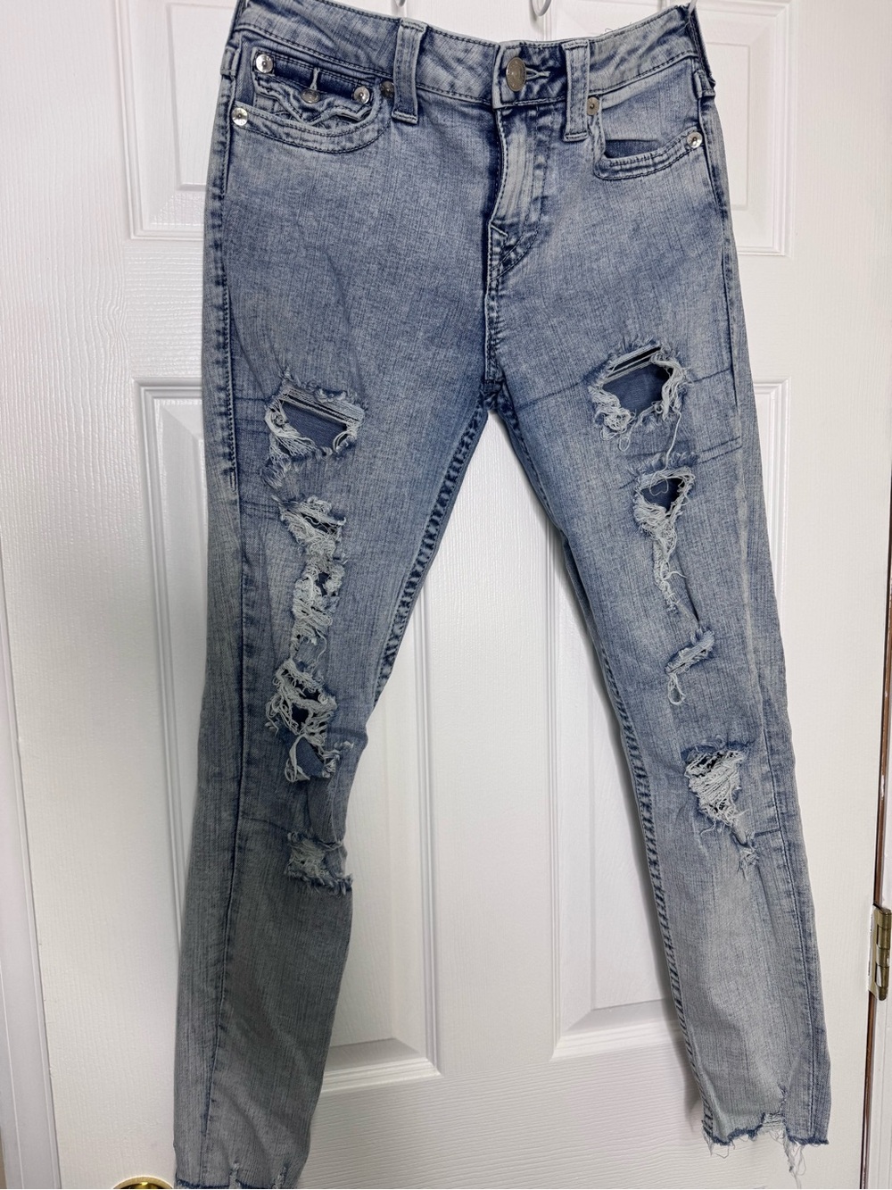 True Religion Light Blue Distressed Skinny Jeans